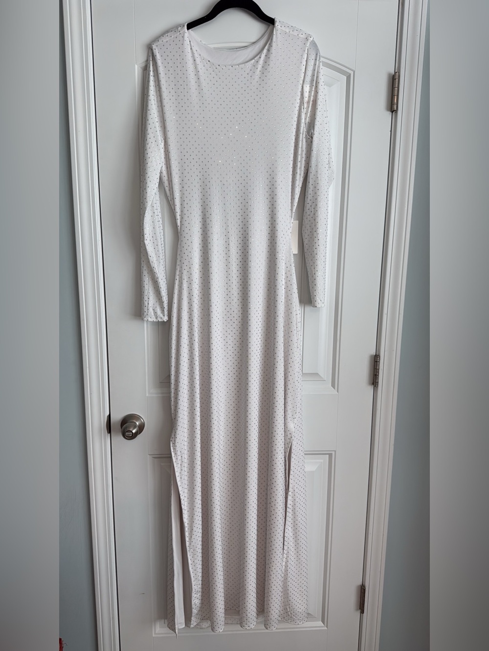 SHOW ME YOUR MUMU: The Sleek Maxi Dress in White Rhinestone Spandy, NWT, XXL - Picture 3 of 5